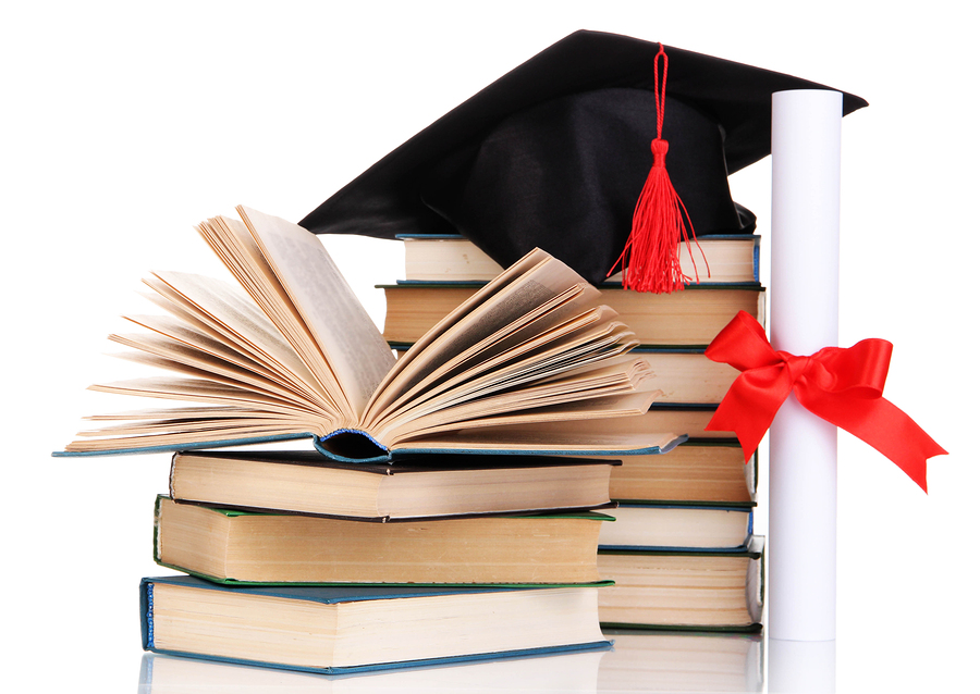 diploma and books